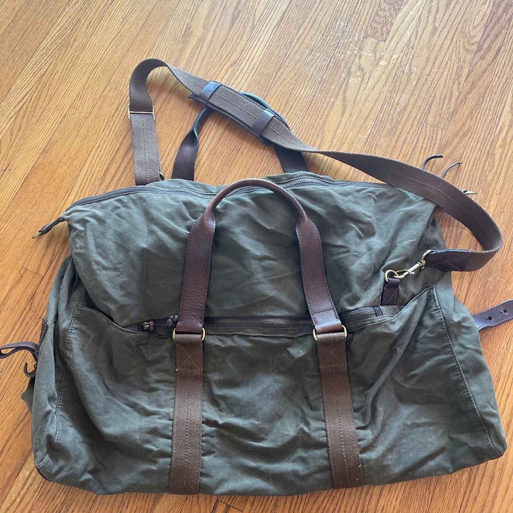J Crew Waxed Canvas Duffel Bag